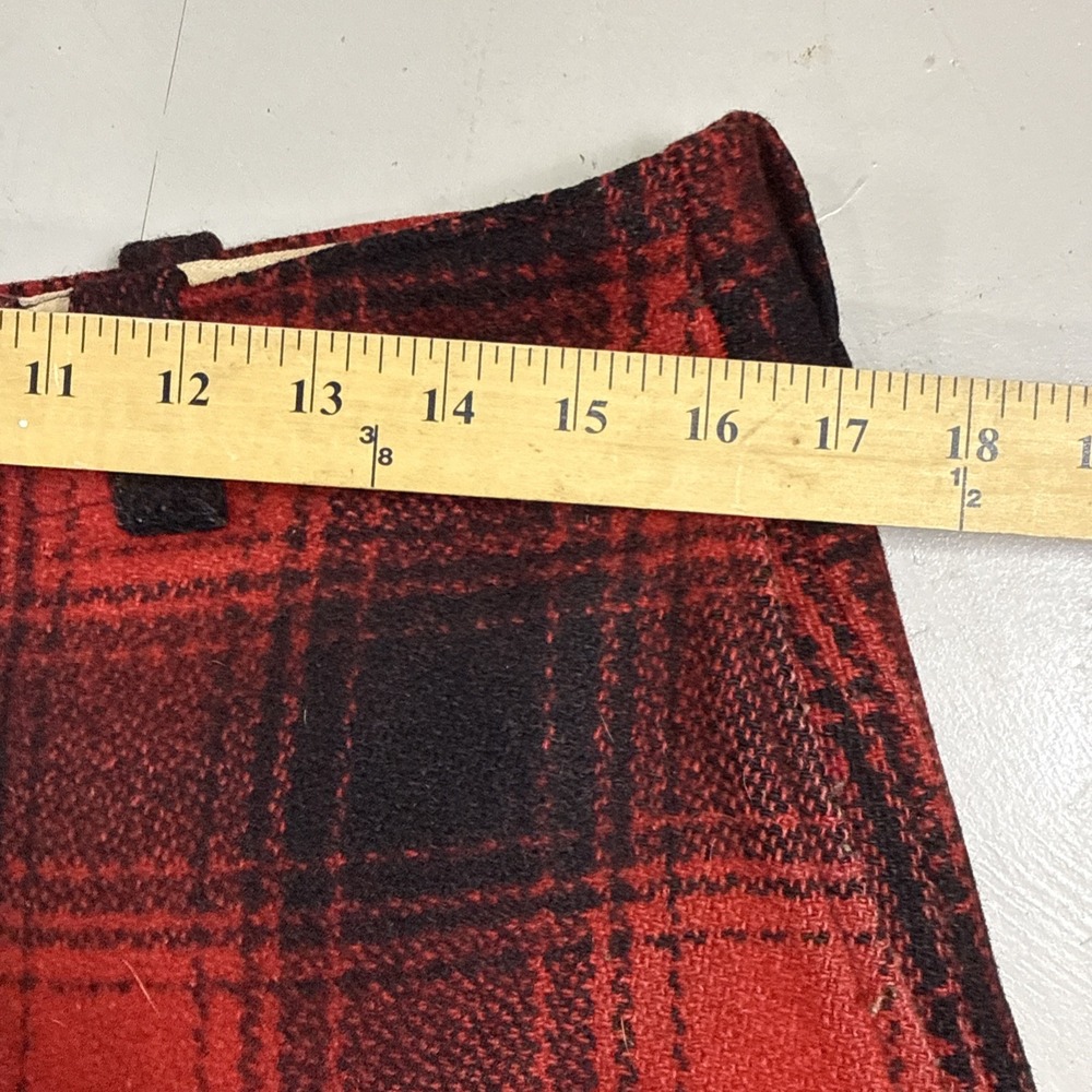 Vintage Woolrich Hunting Pants Mens 34 Red Black Buffalo Plaid Wool Heavy - Picture 3 of 5